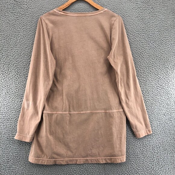 J Jill Top Womens Small Tan PureJill Tunic Long Sleeve Asymmetric Slit Pullover* - Picture 3 of 11